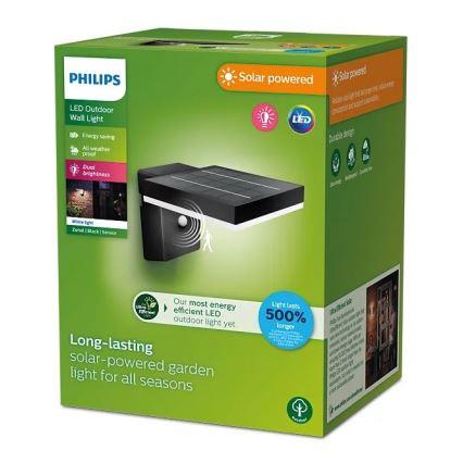 Philips - LED Соларен аплик със сензор ZONAL LED/1,3W/3,7V IP44