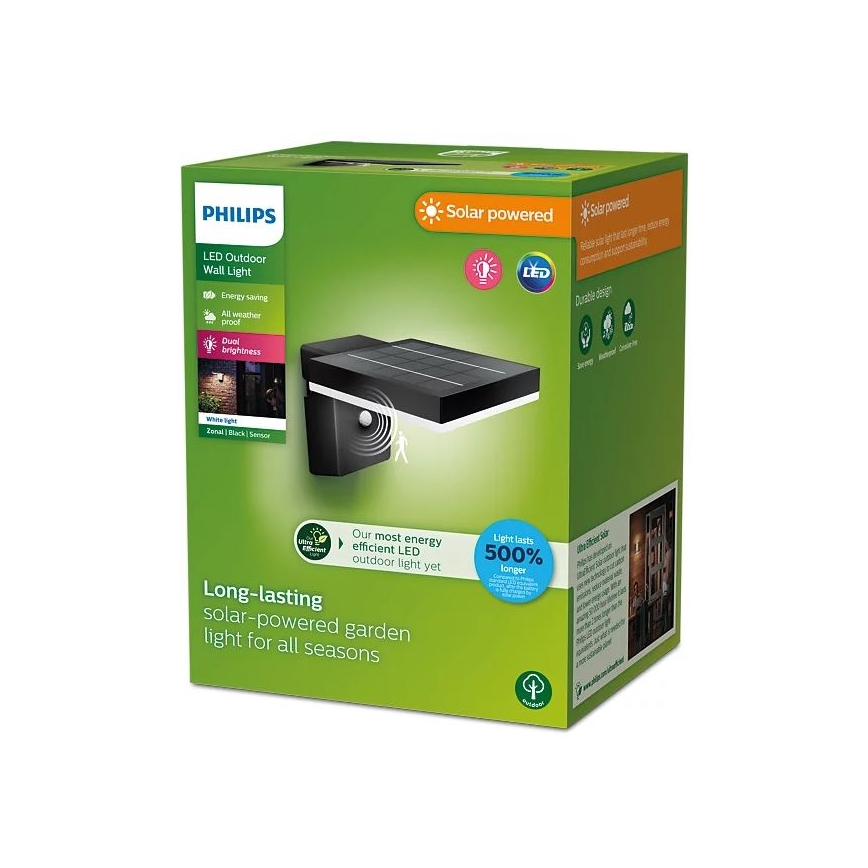 Philips - LED Соларен аплик със сензор ZONAL LED/1,3W/3,7V IP44