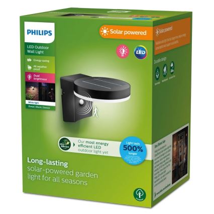 Philips - LED Соларен аплик със сензор ZONAL LED/1,3W/3,7V 2500 mAh IP44