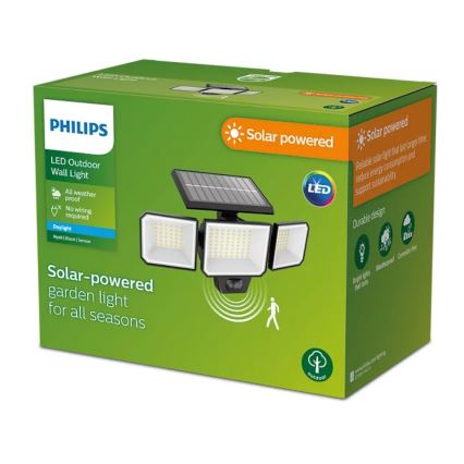Philips -  LED Соларен стена прожектор със сензор NYSIL 3xLED/8,7W/3,7V 2000 mAh IP65