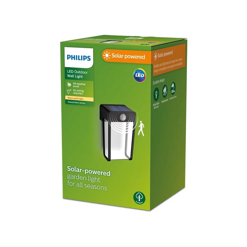 Philips - LED соларен стенен фенер с сензор SHROUD LED/2,3W/3,7V 600 mAh IP44