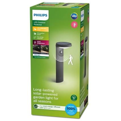 Philips - LED соларна лампа с датчик за движение и здрач LED/1,2W/4V 1800 mAh 3000K IP44