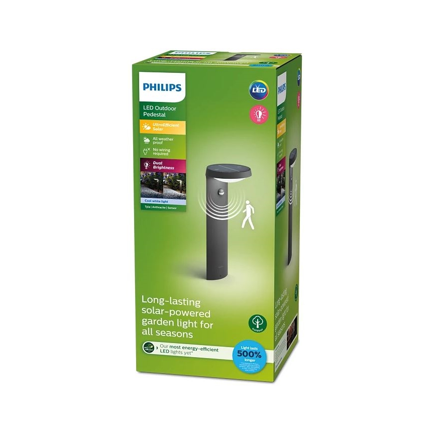 Philips - LED соларна лампа с датчик за движение и здрач LED/1,2W/4V 1800 mAh 4000K IP44