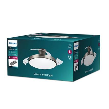 Philips - LED таванно осветително тяло с вентилатор BLISS LED/35W/230V 5500/4000/2700K никел + дистанционно управление