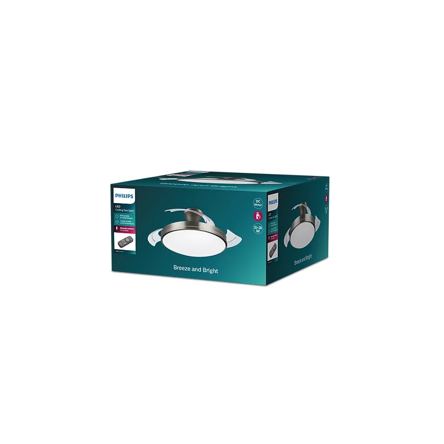 Philips - LED таванно осветително тяло с вентилатор BLISS LED/35W/230V 5500/4000/2700K никел + дистанционно управление