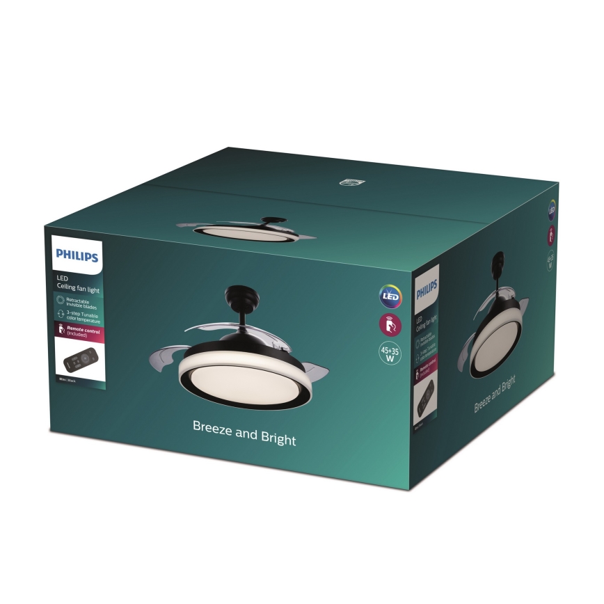 Philips - LED Таванен вентилатор LED/35W/230V 5500/4000/3000K черен + дистанционно