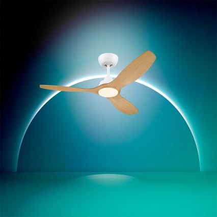 Philips - димируем таванен вентилатор OLAS LED/24W/230V, диаметър 132 cm, бял/кафяв + дистанционно управление