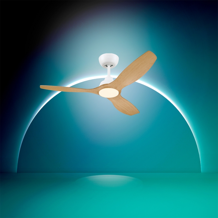 Philips - димируем таванен вентилатор OLAS LED/24W/230V, диаметър 132 cm, бял/кафяв + дистанционно управление