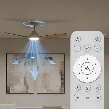 Philips - димируем таванен вентилатор OLAS LED/24W/230V, диаметър 132 cm, бял/кафяв + дистанционно управление