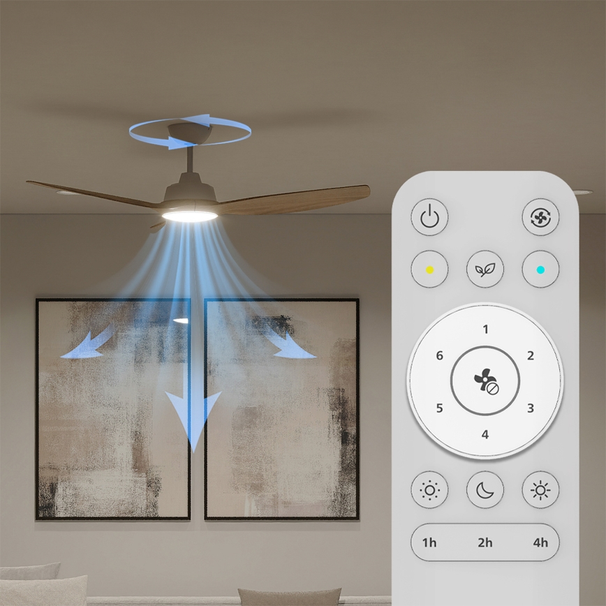 Philips - димируем таванен вентилатор OLAS LED/24W/230V, диаметър 132 cm, бял/кафяв + дистанционно управление