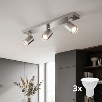 Philips - LED точково осветително тяло, матов хром, 3xGU10/20W/230V