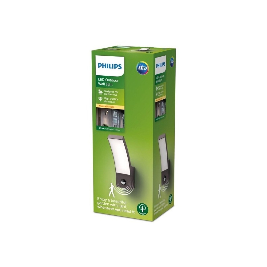 Philips - LED външно стенен осветител с сензор LED/12W/230V 2700K IP44