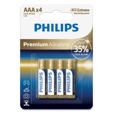 Philips LR03M4B/10 - 4 бр. Алкална батерия AAA PREMIUM ALKALINE 1,5V 1320mAh