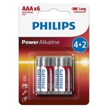 Philips LR03P6BP/10 - 6 ks Алкална батерия AAA POWER ALKALINE 1,5V