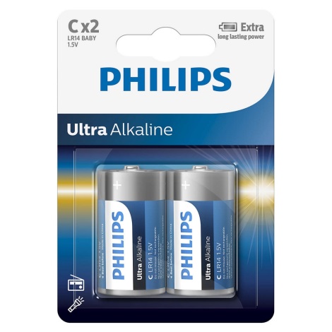 Philips LR14E2B/10 - 2 бр. Алкална батерия C ULTRA ALKALINE 1,5V 7500mAh