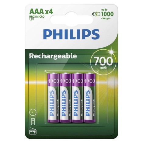 Philips R03B4A70/10 - 4 бр. акумулаторна батерия AAA MULTILIFE NiMH/1,2V/700 mAh