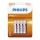 Philips R03L4B/10 - 4 бр. Батерия, цинков-хлорид AAA LONGLIFE 1,5V 450mAh