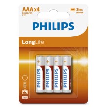 Philips R03L4B/10 - 4 бр. Батерия, цинков-хлорид AAA LONGLIFE 1,5V