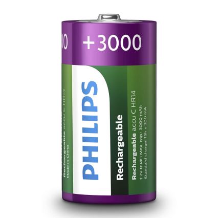 Philips R14B2A300/10 - 2 бр. акумулаторна батерия C MULTILIFE NiMH/1,2V/3000 mAh