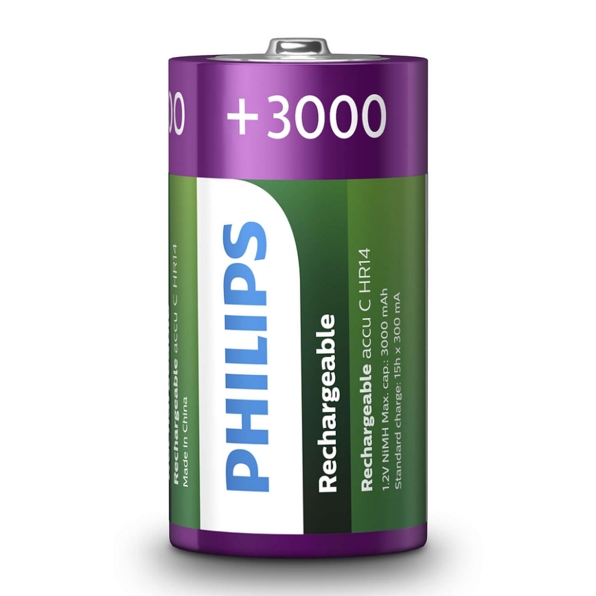 Philips R14B2A300/10 - 2 бр. акумулаторна батерия C MULTILIFE NiMH/1,2V/3000 mAh