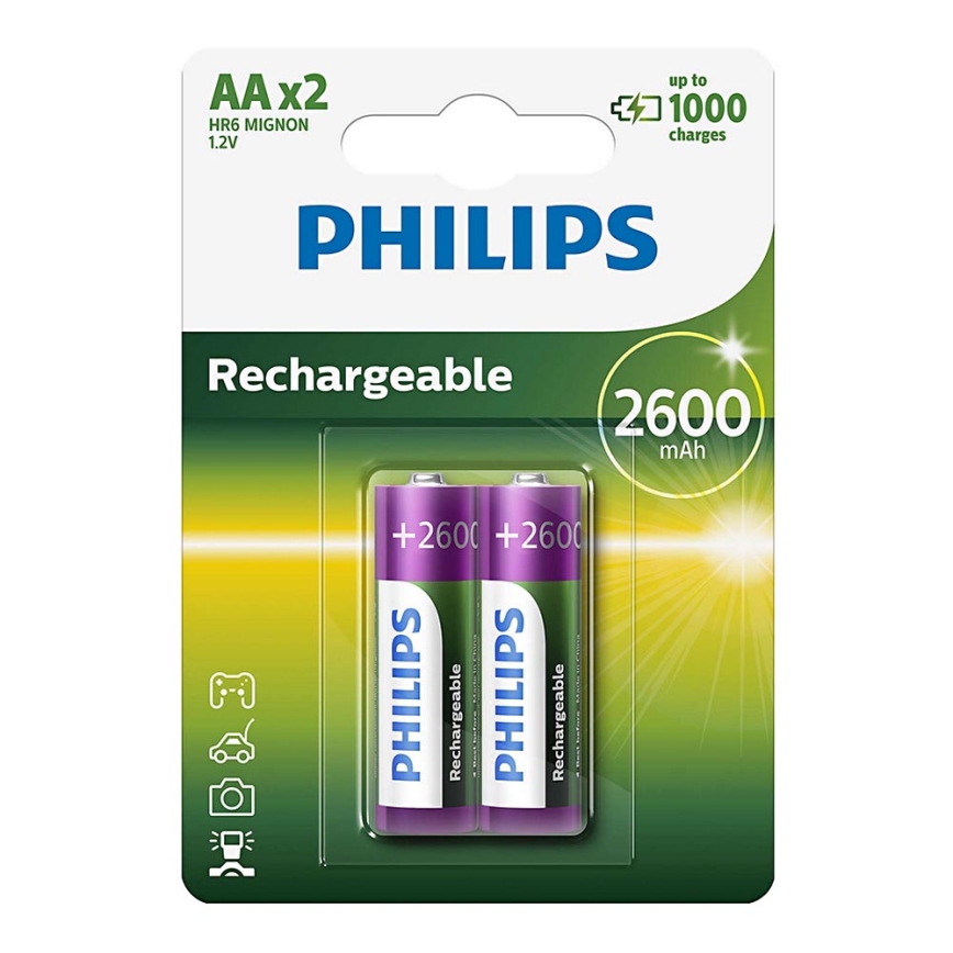 Philips R6B2A260/10 - 2 бр. акумулаторна батерия AA MULTILIFE NiMH/1,2V/2600 mAh