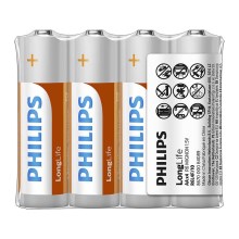Philips R6L4F/10 - 4 бр. Батерия, цинков-хлорид AA LONGLIFE 1,5V 900mAh