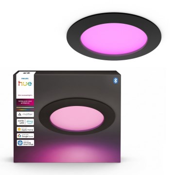Philips - RGBW LED димируемо вградено осветително тяло за баня Hue SLIM LED/12W/230V 1000-20000K черно IP44