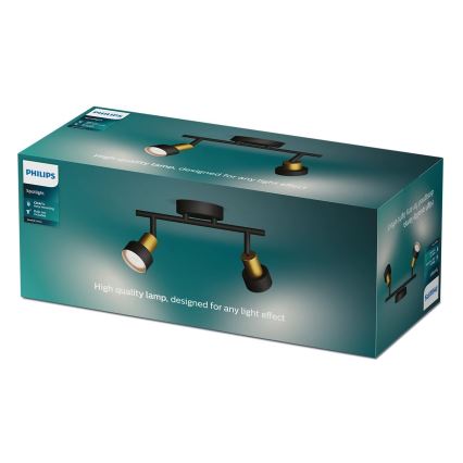 Philips - Спот CONDUIT 2xGU10/5W/230V черен/месинг