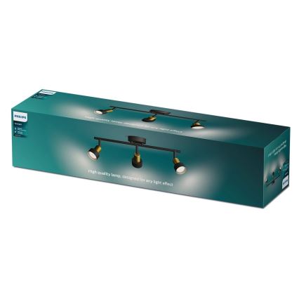 Philips - Спот CONDUIT 3xGU10/5W/230V черен/месинг