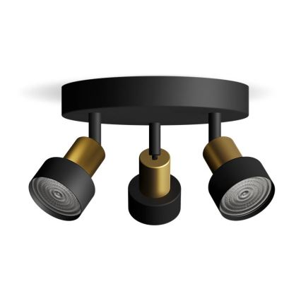 Philips - Спот CONDUIT 3xGU10/5W/230V черен/месинг