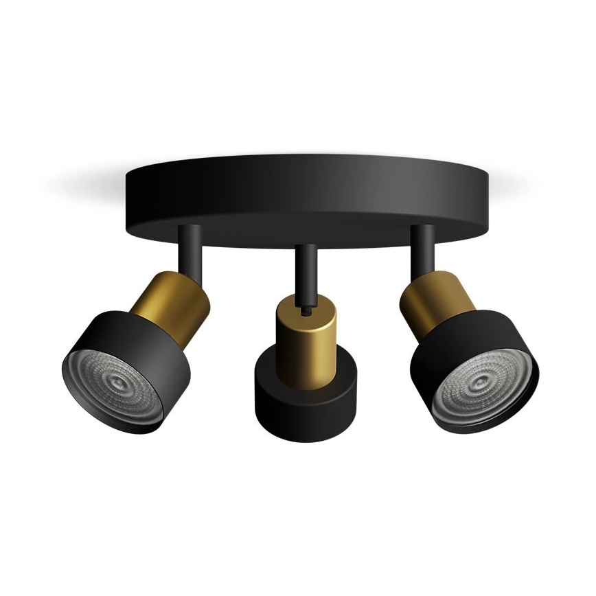 Philips - Спот CONDUIT 3xGU10/5W/230V черен/месинг