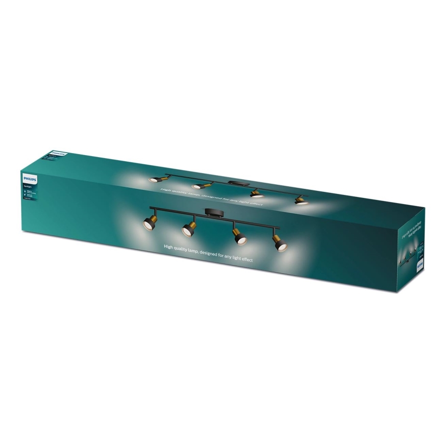 Philips - Спот CONDUIT 4xGU10/5W/230V черен/месинг