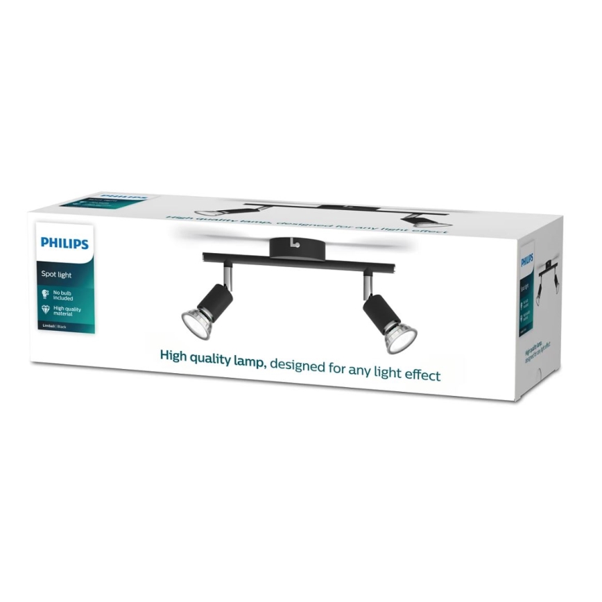 Philips - Спот 2xGU10/50W/230V черен