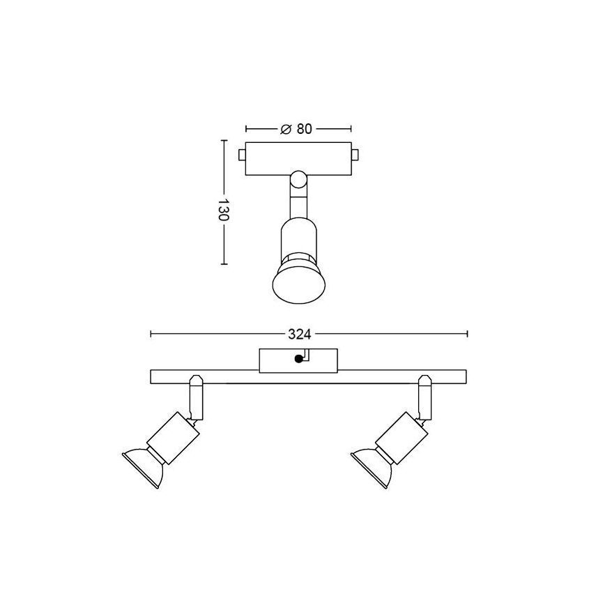 Philips - Спот 2xGU10/50W/230V черен