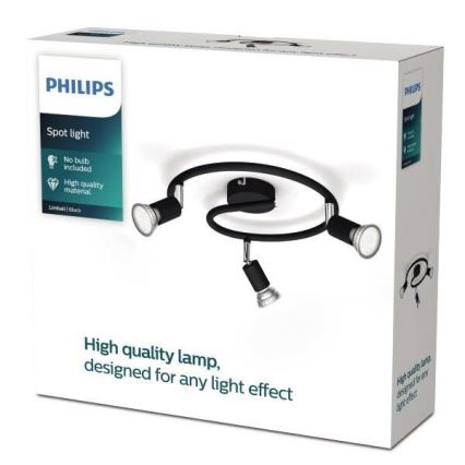 Philips - Спот 3xGU10/50W/230V черен