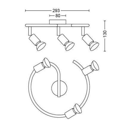 Philips - Спот 3xGU10/50W/230V черен