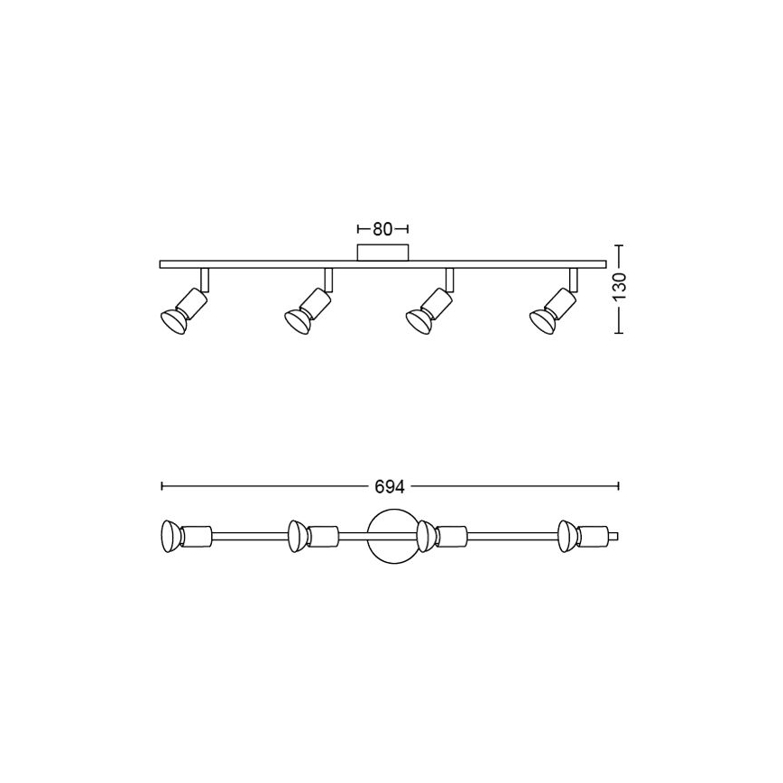 Philips - Спот 4xGU10/50W/230V черен