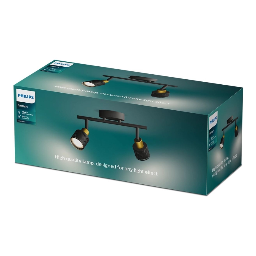 Philips - Спот NIALL 2xGU10/5W/230V черен/месинг