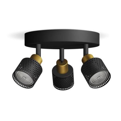 Philips - Спот NIALL 3xGU10/5W/230V черен/месинг