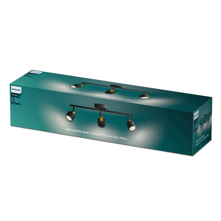 Philips - Спот NIALL 3xGU10/5W/230V черен/месинг