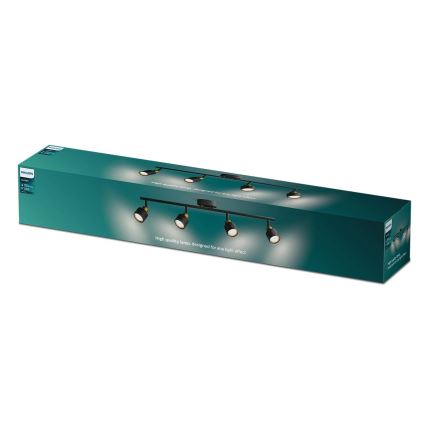 Philips - Спот NIALL 4xGU10/5W/230V черен/месинг