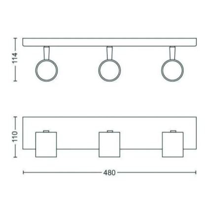 Philips - Спот RUNNER 3xGU10/20W/230V черен