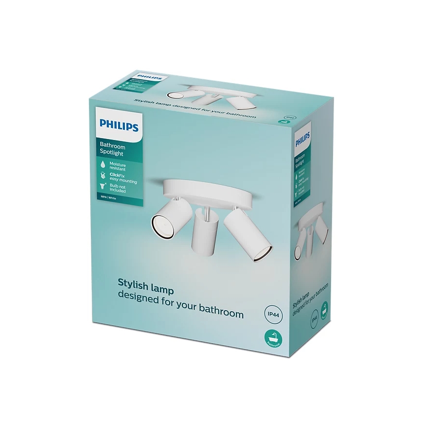 Philips - Спот за баня IDRIS 3xGU10/5W/230V IP44 бял