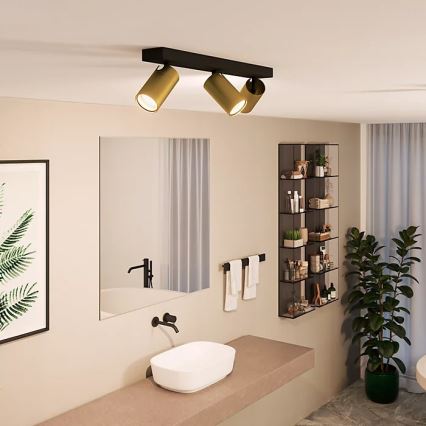 Philips - Спот за баня IDRIS 3xGU10/5W/230V IP44 черен/златист