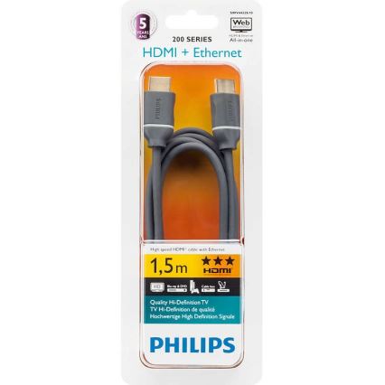 Philips SWV4432S/10 - HDMI кабел с Ethernet, HDMI 1.4 A конектор 1,5м сив