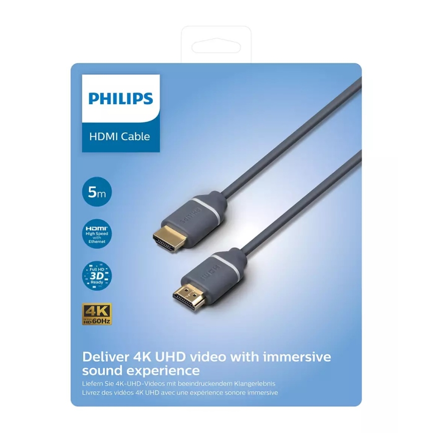Philips SWV5650G/00 - HDMI кабел с Ethernet, HDMI 2.0 A конекто  5м сив