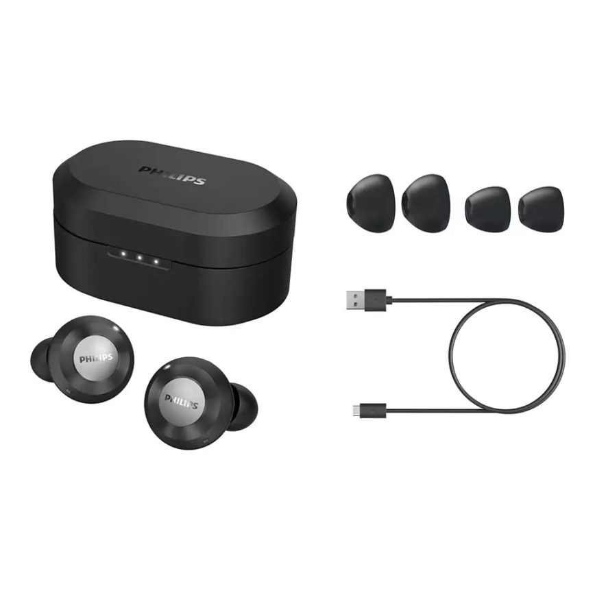 Philips TAT8505BK/00 - Безжични слушалки IPX4 2x 55 mAh + 560 mAh черен