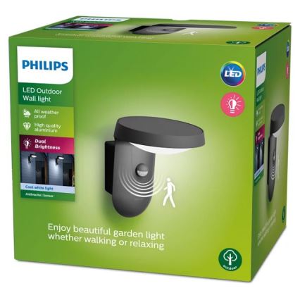 Philips - LED външно стенен осветител с сензор LED/9W/230V 4000K IP44