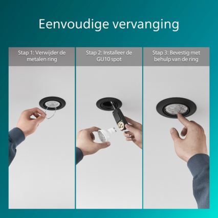 Philips - Вградено осветително тяло PERIDOT 1xGU10/7W/230V черно