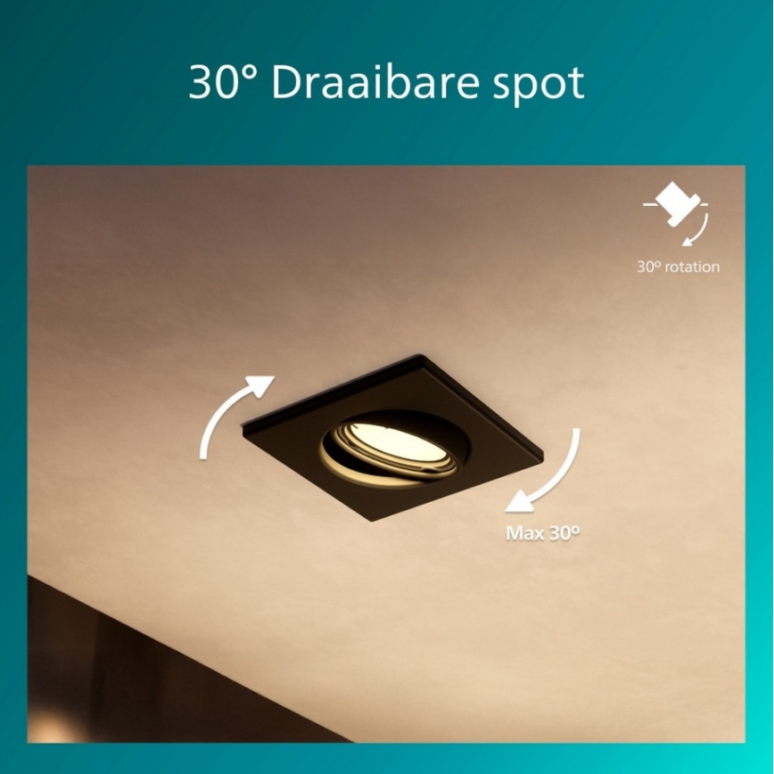 Philips - Вградено осветително тяло PERIDOT 1xGU10/7W/230V черно